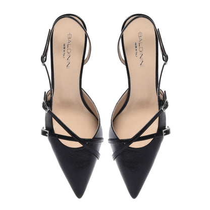 Slingback in naplak nero