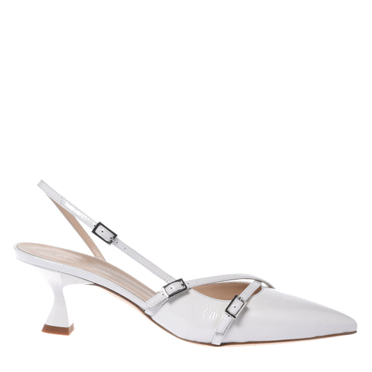 Slingback in naplak bianco sporco