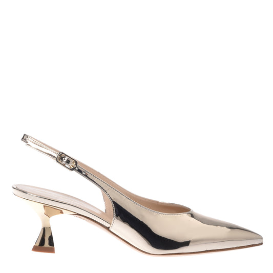 Slingback in pelle specchiata oro chiaro