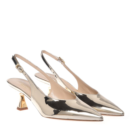Slingback en cuir miroir or clair