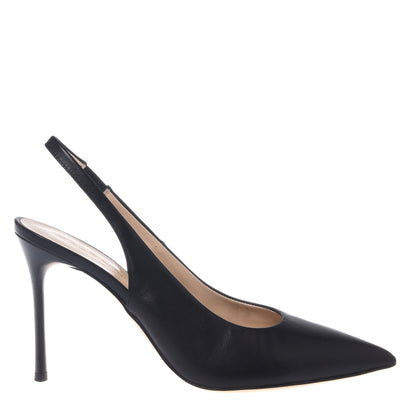 Slingback in nappa nera