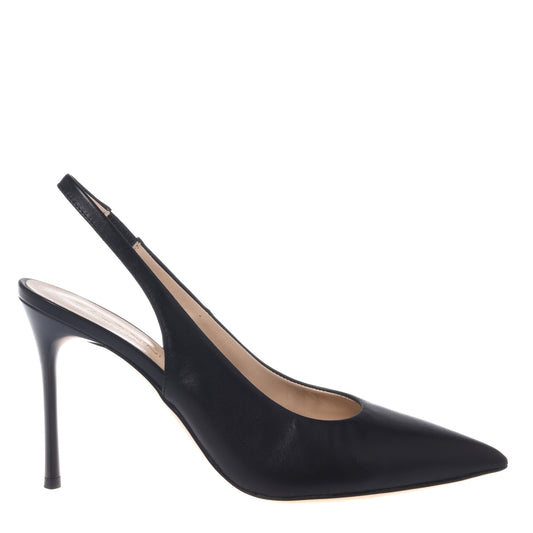 Slingback in nappa nera