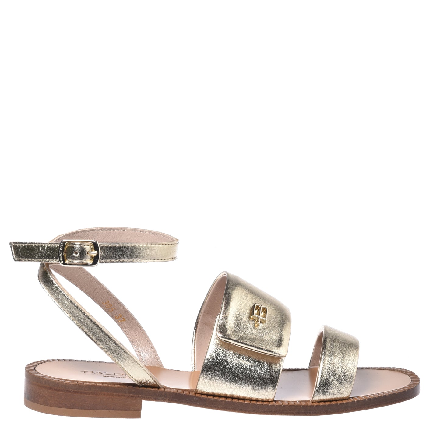 Light gold laminated nappa sandal