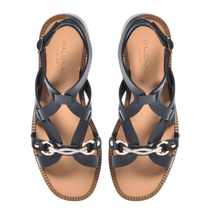 Sandale en cuir noir