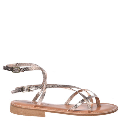 Powder pink python print leather sandal