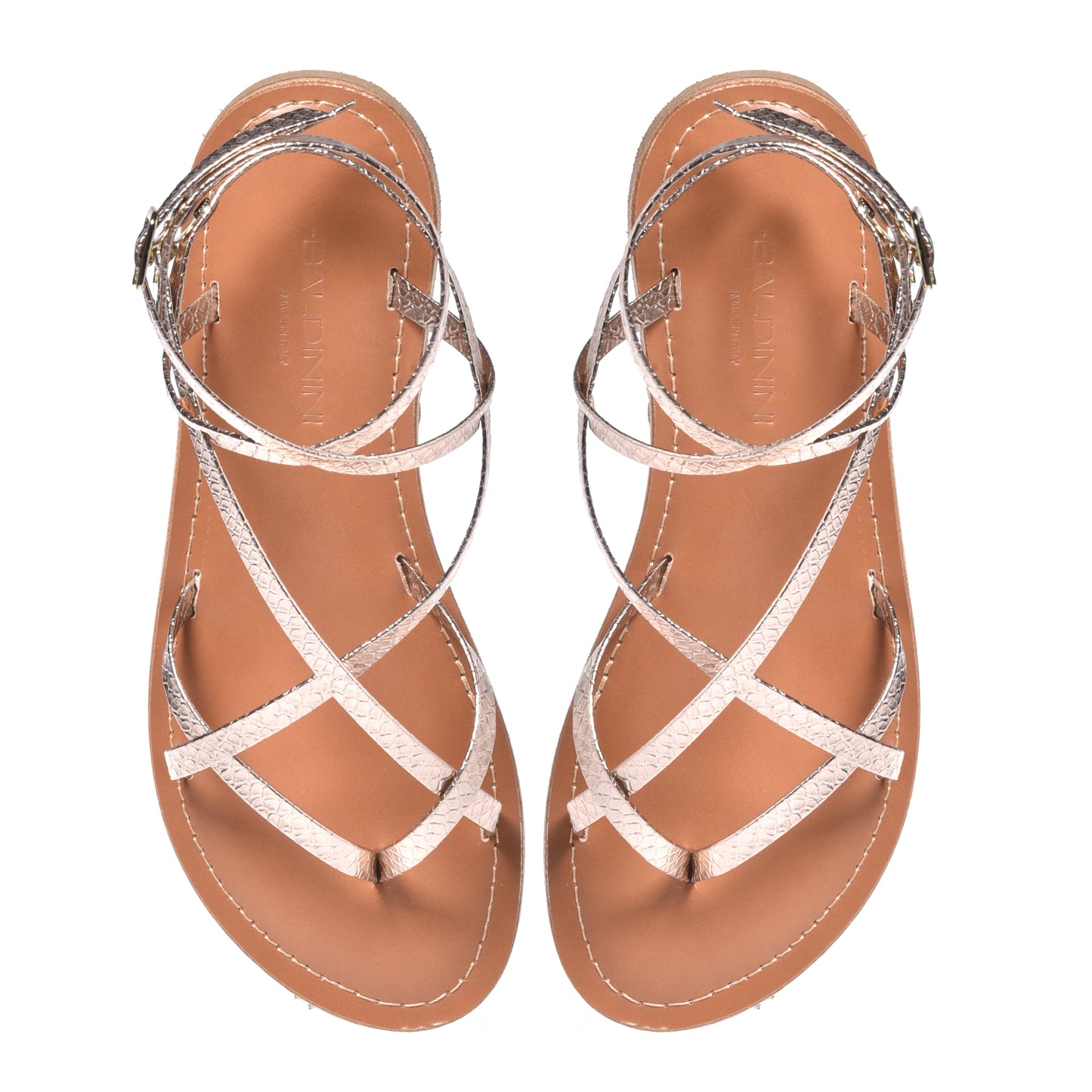 Powder pink python print leather sandal