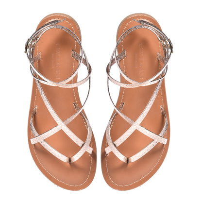Powder pink python print leather sandal