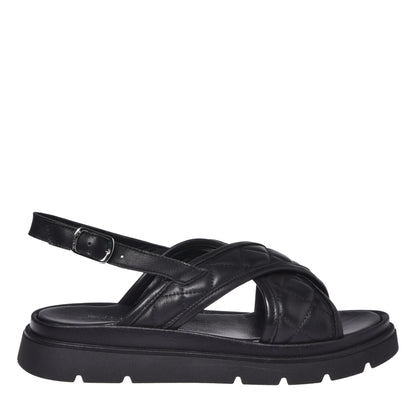 Sandale en cuir matelassé noir