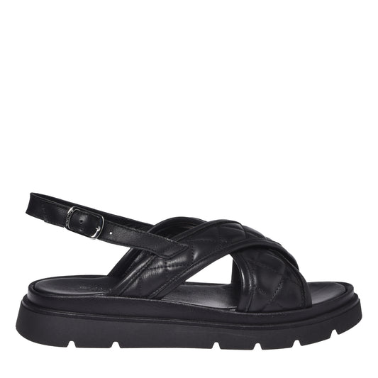 Sandale en cuir matelassé noir