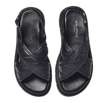 Sandale en cuir matelassé noir