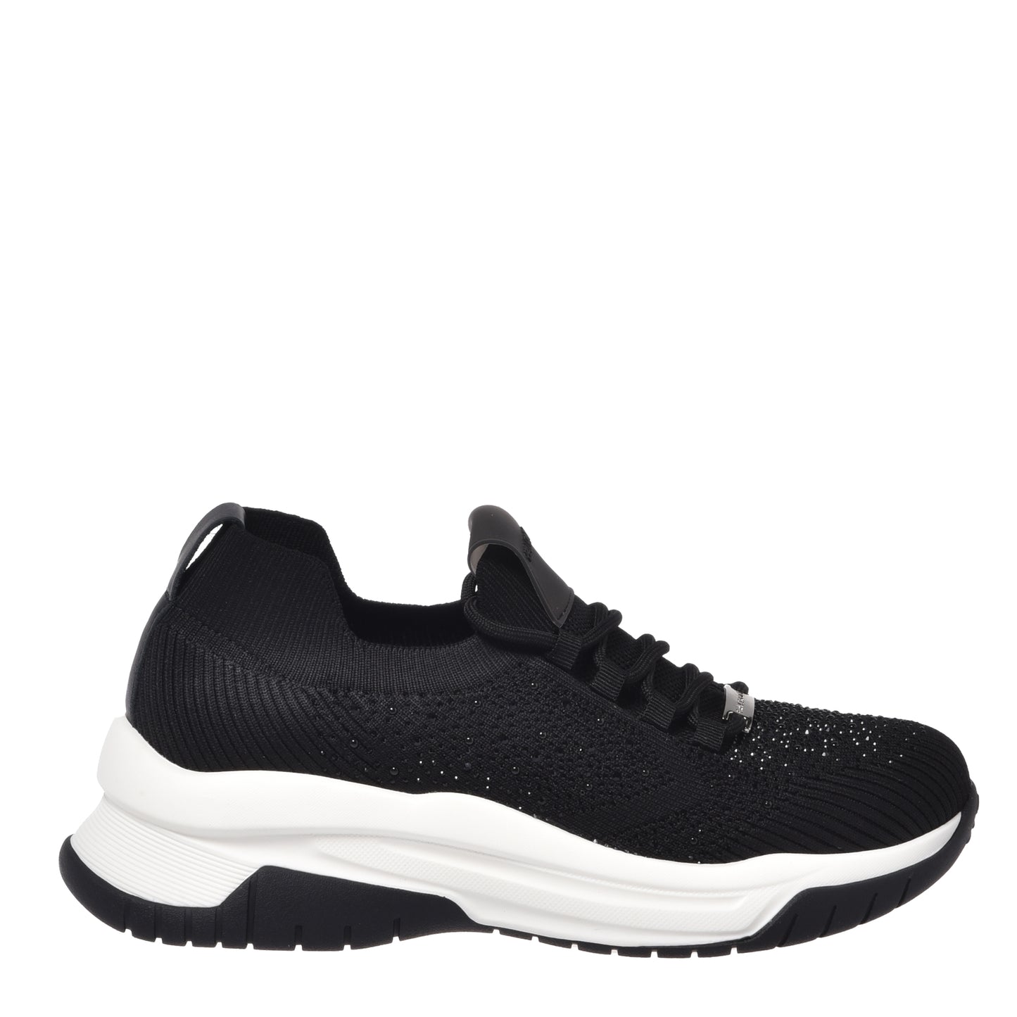 Black sequined knit fabric sneaker