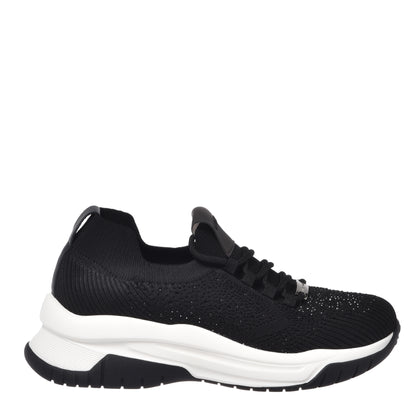 Black sequined knit fabric sneaker