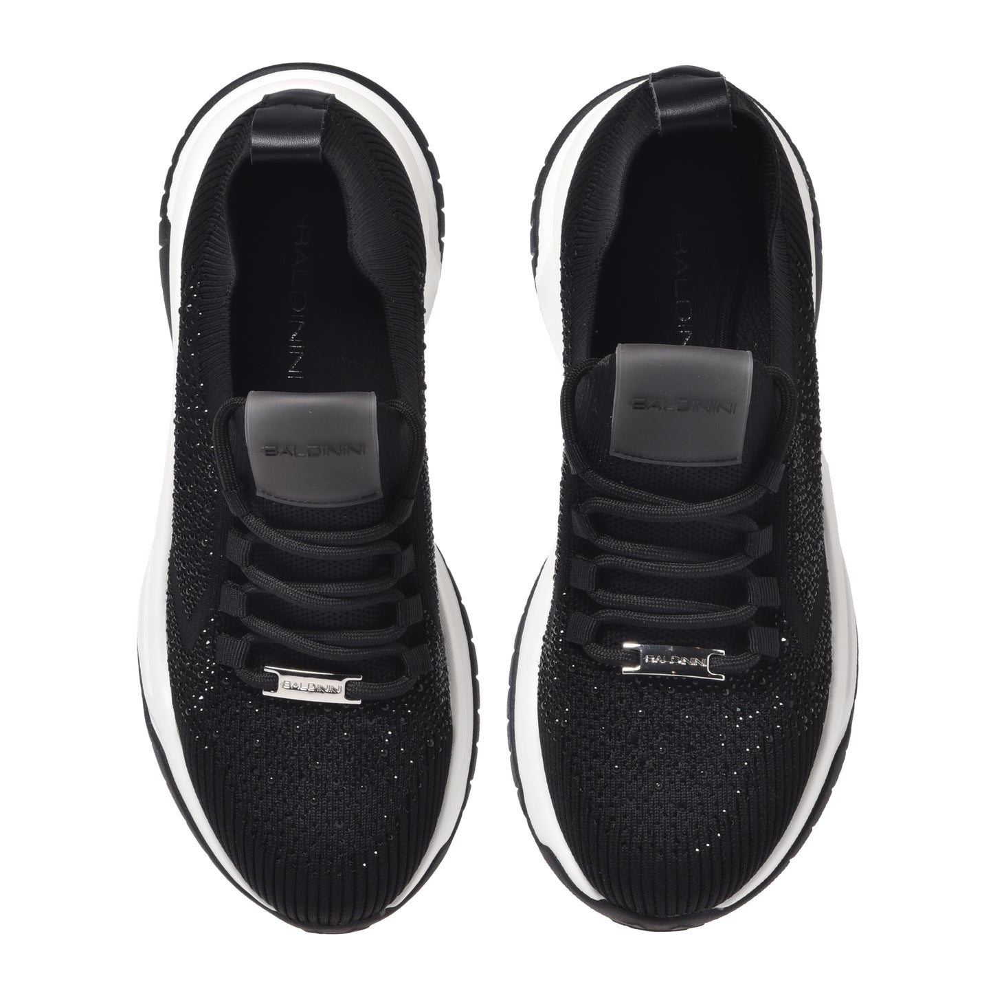 Black sequined knit fabric sneaker
