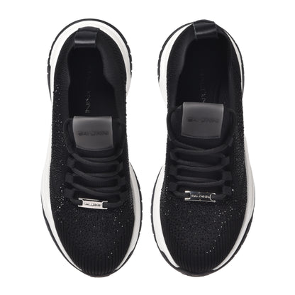 Black sequined knit fabric sneaker