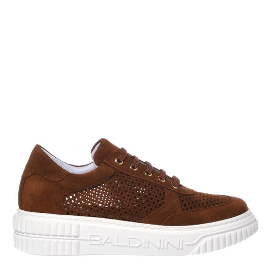 Sneaker en daim perforé marron