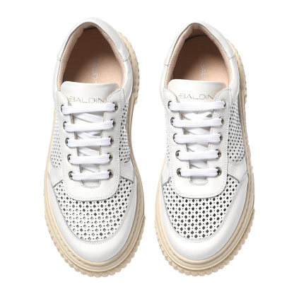 White perforated leather sneaker