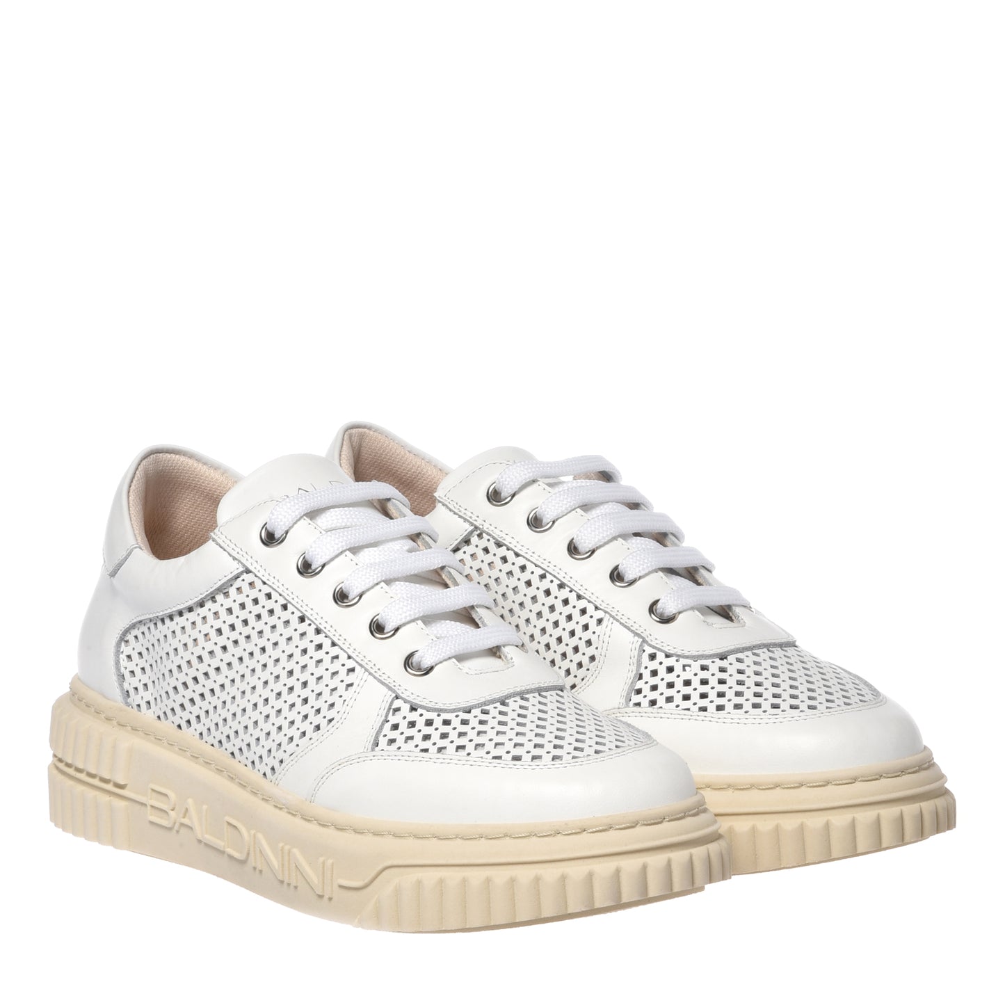 White perforated leather sneaker