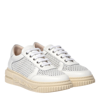 White perforated leather sneaker