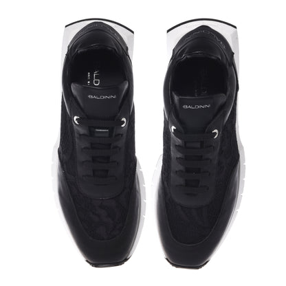Sneaker en nappa et dentelle noir