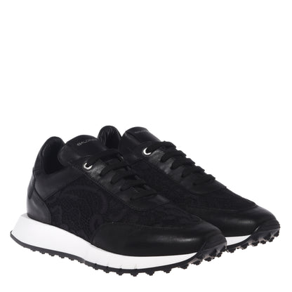 Sneaker en nappa et dentelle noir