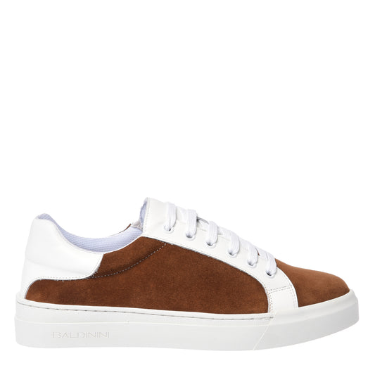 Sneaker en cuir suédé couleur cuir