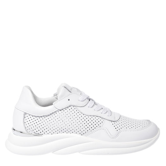 Sneaker en cuir perforé blanc