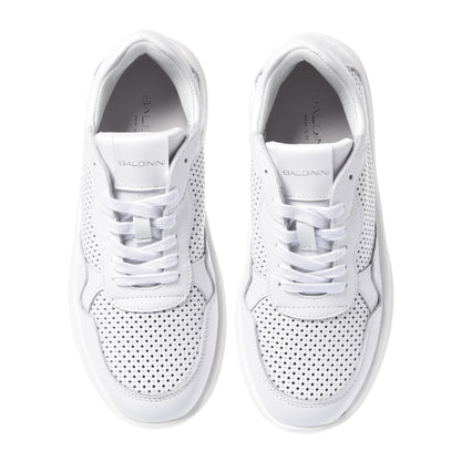 Sneaker en cuir perforé blanc