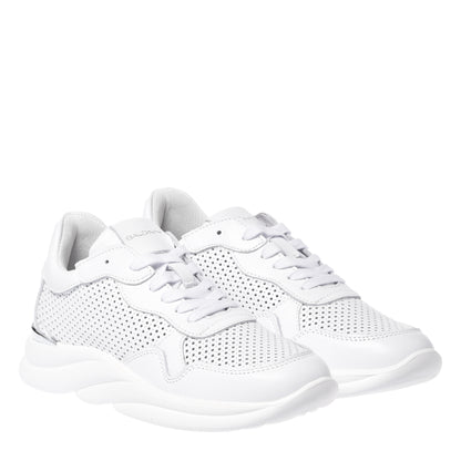 Sneaker en cuir perforé blanc