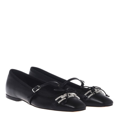 Ballerine en nappa noir