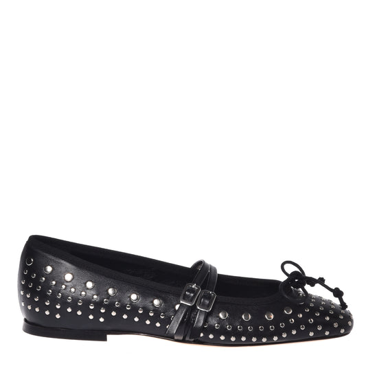 Black nappa ballerina with studs