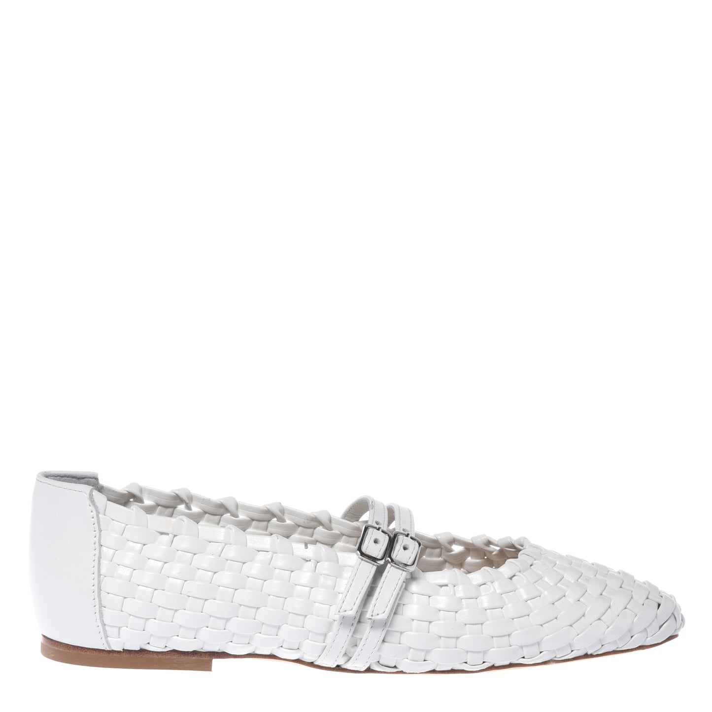 White braided eco-leather ballerina