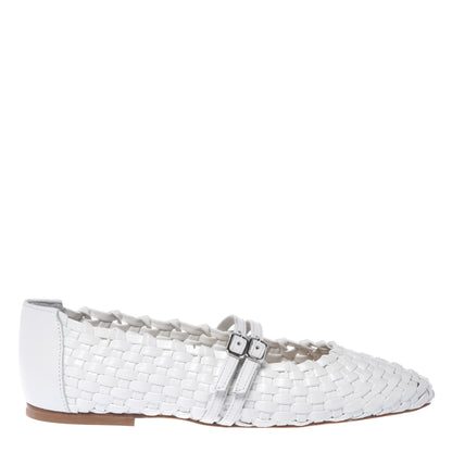 White braided eco-leather ballerina