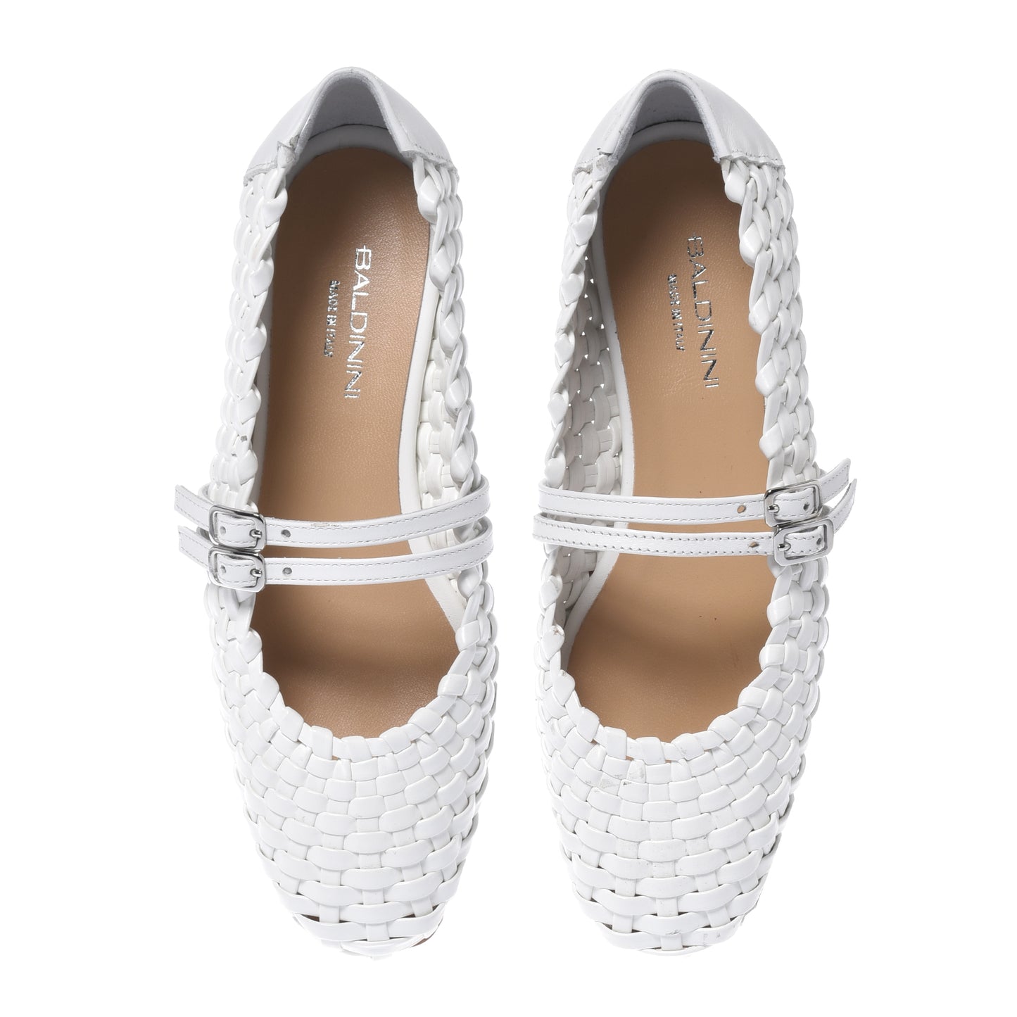 White braided eco-leather ballerina