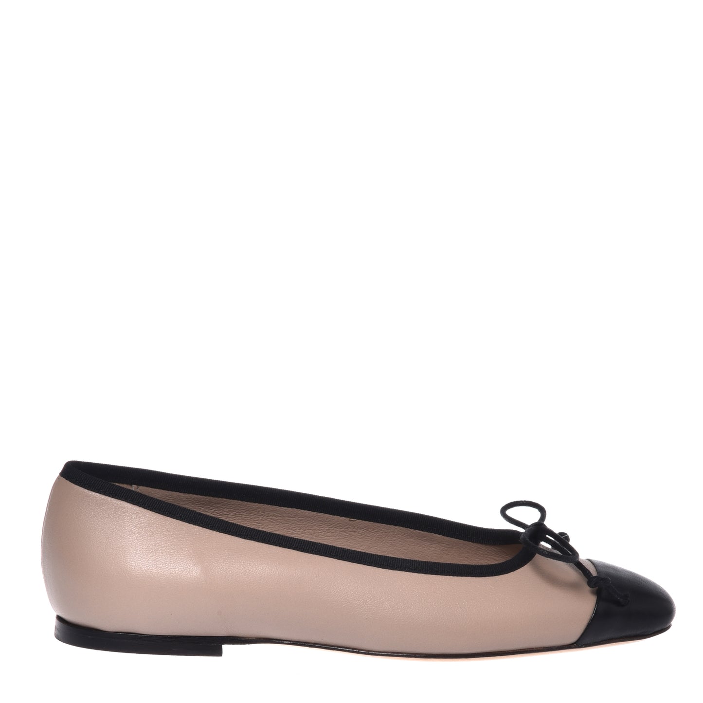Black and beige nappa ballerina