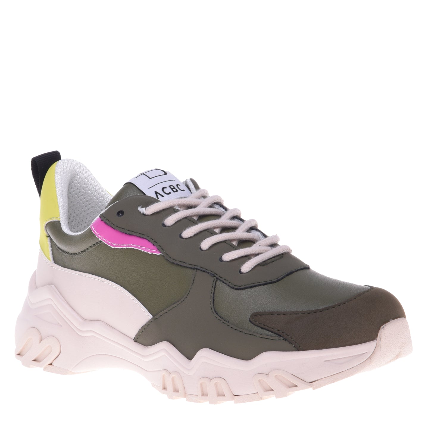 Baskets en simili cuir olive