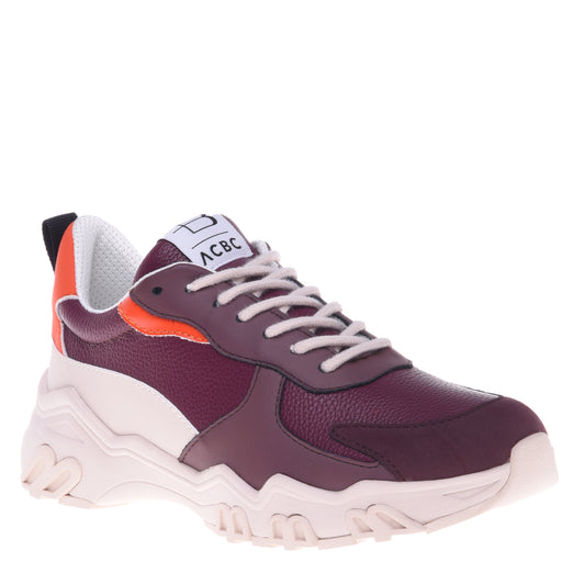 Baskets en simili cuir bordeaux
