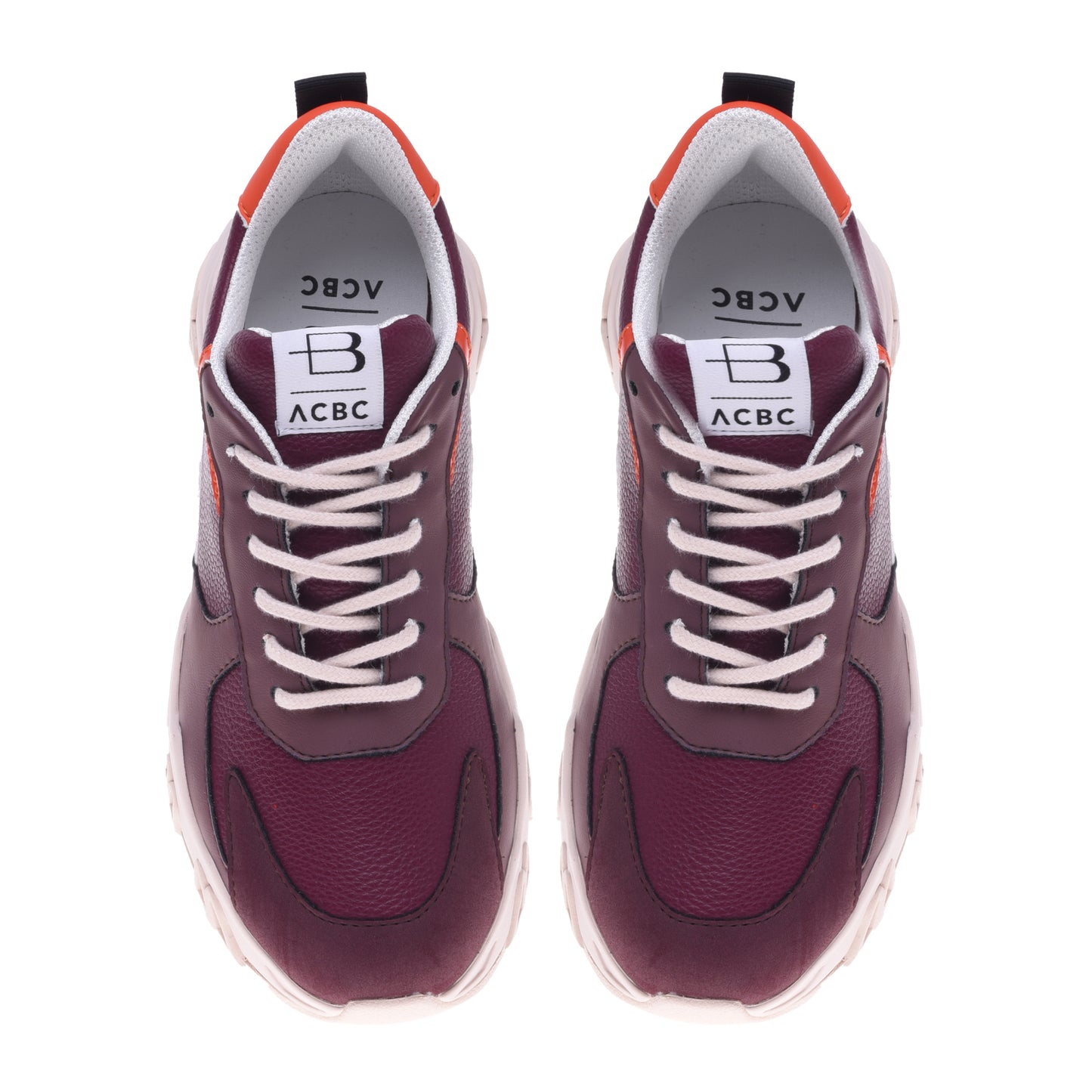 Baskets en simili cuir bordeaux