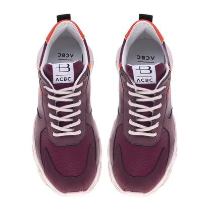 Baskets en simili cuir bordeaux