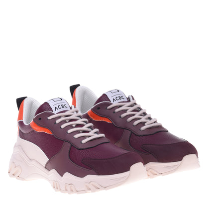 Baskets en simili cuir bordeaux