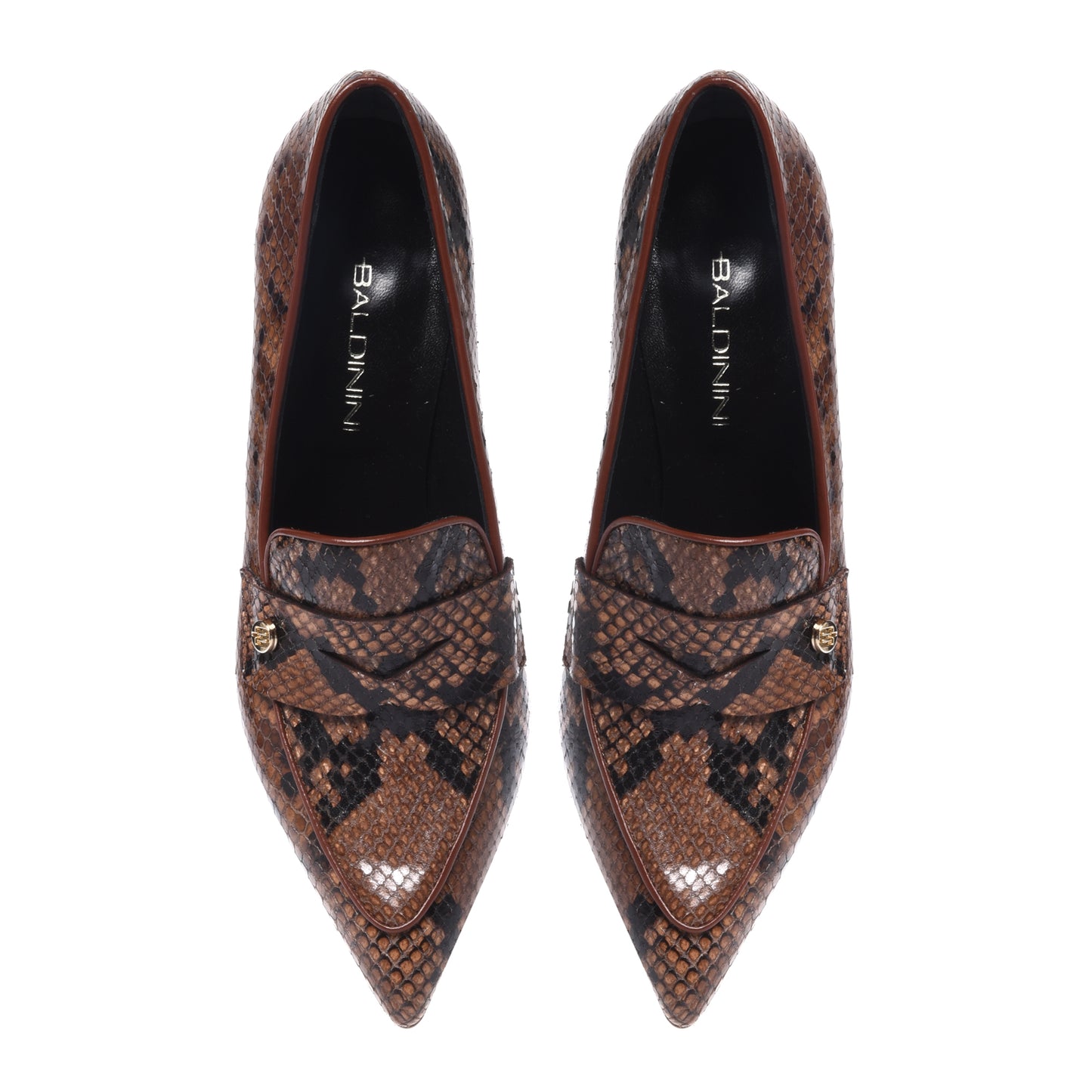 Mocassins marron motif peau de serpent