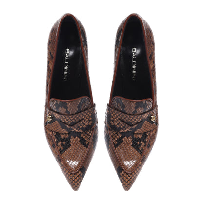 Mocassins marron motif peau de serpent