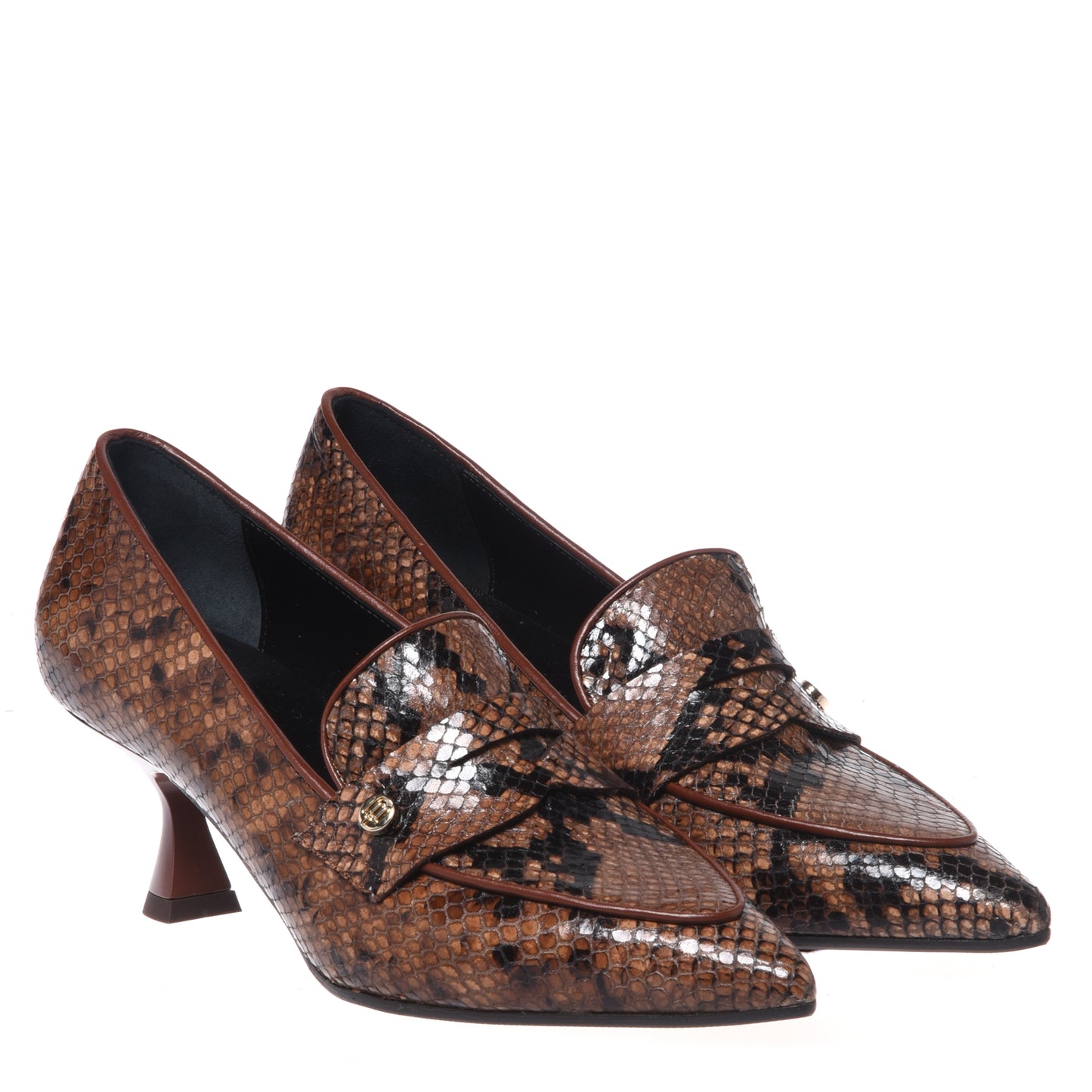 Mocassins marron motif peau de serpent