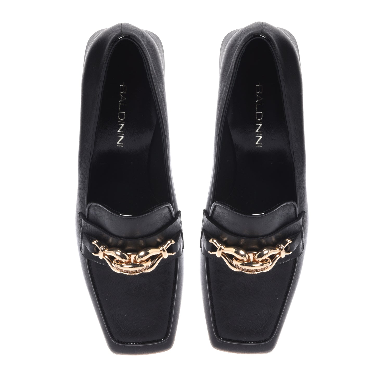 Black heeled loafers in naplak