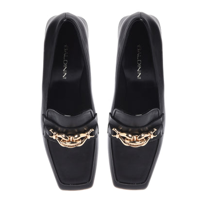 Black heeled loafers in naplak