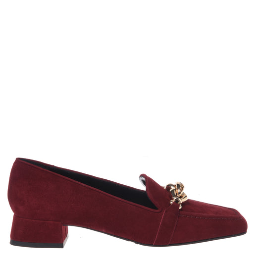 Mocassini in pelle scamosciata bordeaux