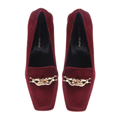 Mocassini in pelle scamosciata bordeaux