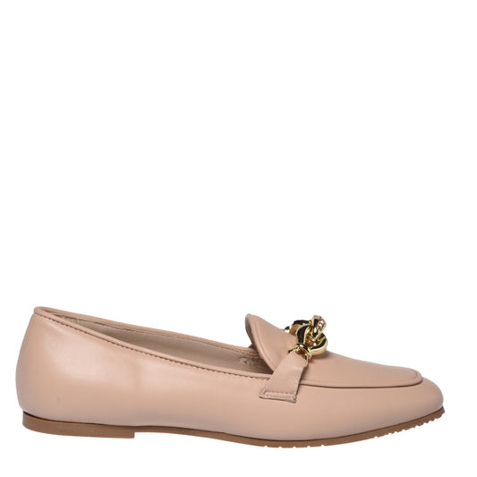 Nude nappa leather moccasin