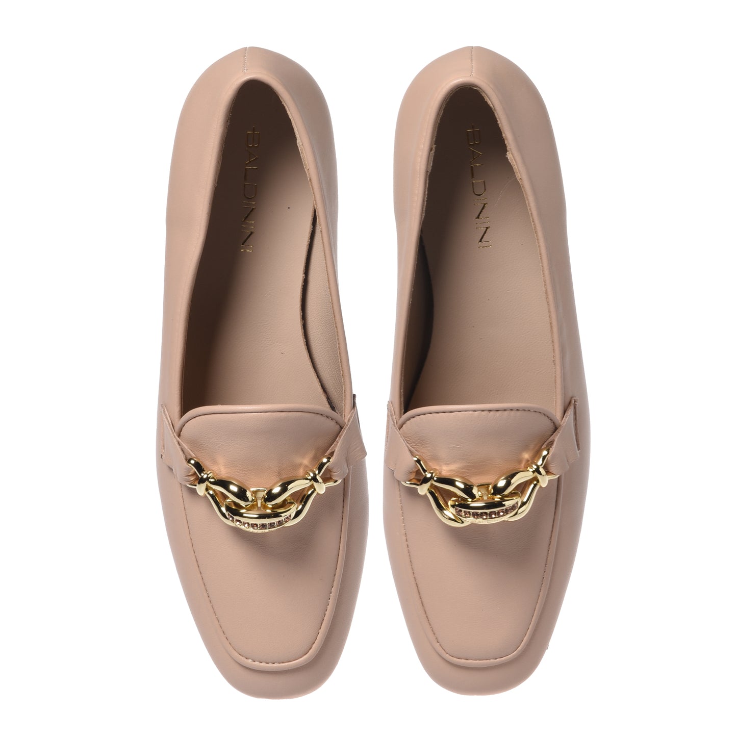 Nude nappa leather moccasin