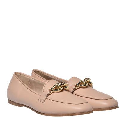 Nude nappa leather moccasin