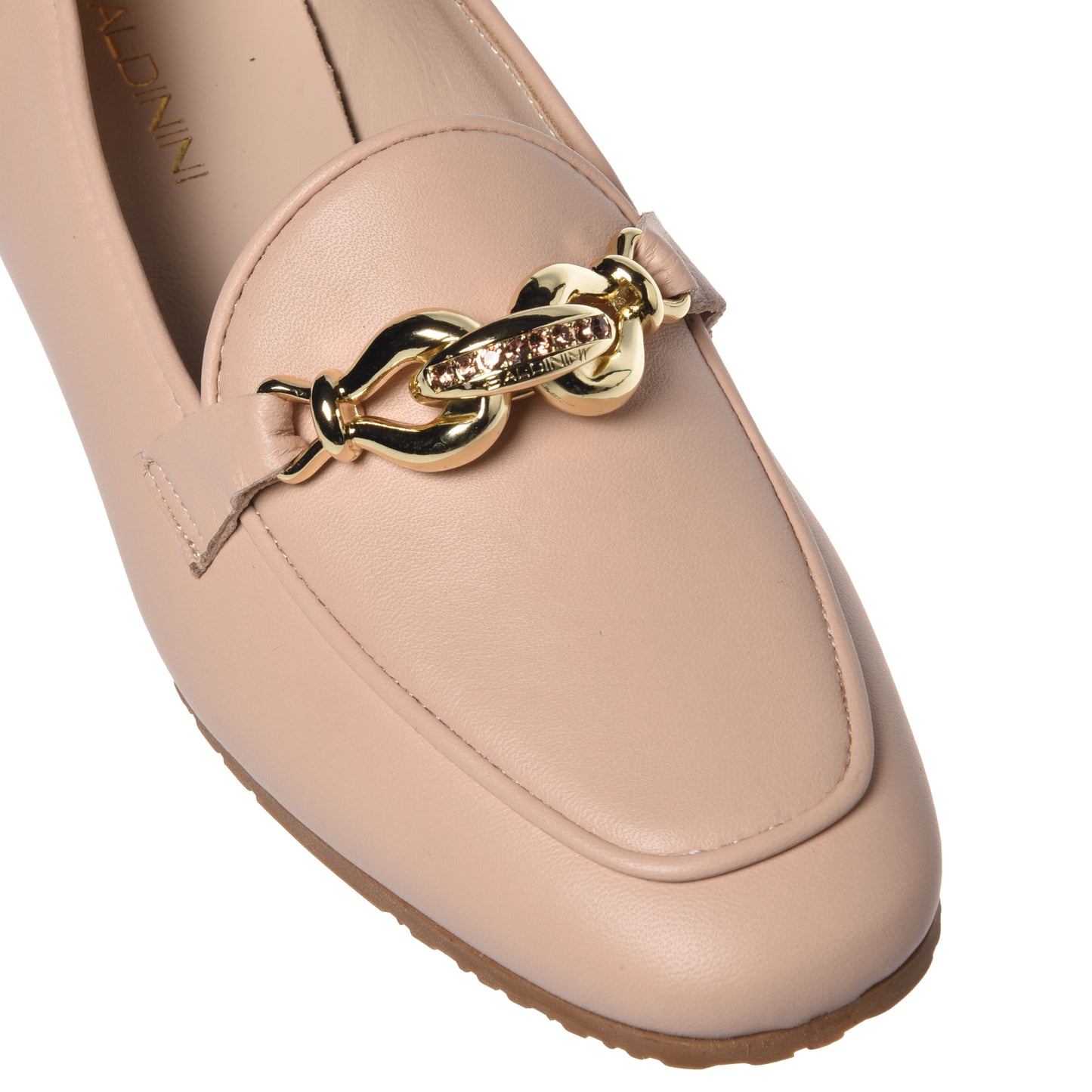 Nude nappa leather moccasin